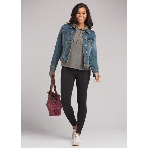 prAna Shea Waffle Hoodie Charcoal Gray Stripes Thumb Holes Women’s Small - Picture 2 of 9